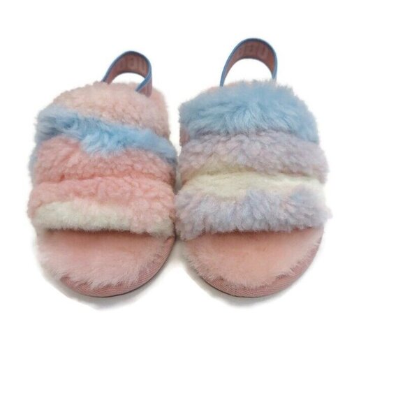UGG Fluff Yea Slide Pride-Stripes Slippers Sz 9 Toddler Ages 4-5 Pastel 1120115T - Picture 5 of 8